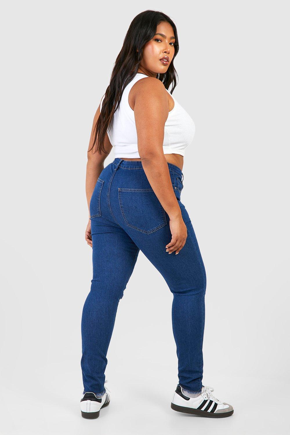 Frayed hem plus size hot sale jeans